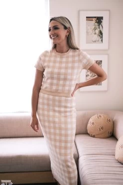 Gingham Knit Top, Blush -Fashion Comprehensive Discount Store 1F7B406C 339F 48B7 9633 DF6DA7D81130 1 105 c