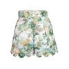 Belted Scallop Shorts, Spring Chinoiserie