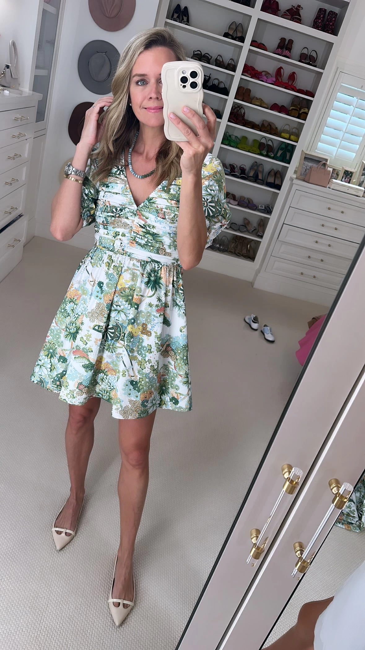 Ruched V-Neck Dress, Spring Chinoiserie 5 Ruched V-Neck Dress, Spring Chinoiserie - Image 3