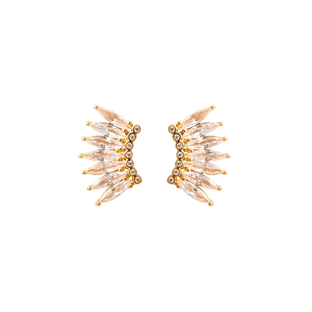 Petite Crystal Madeline Studs, Gold 3 Petite Crystal Madeline Studs, Gold