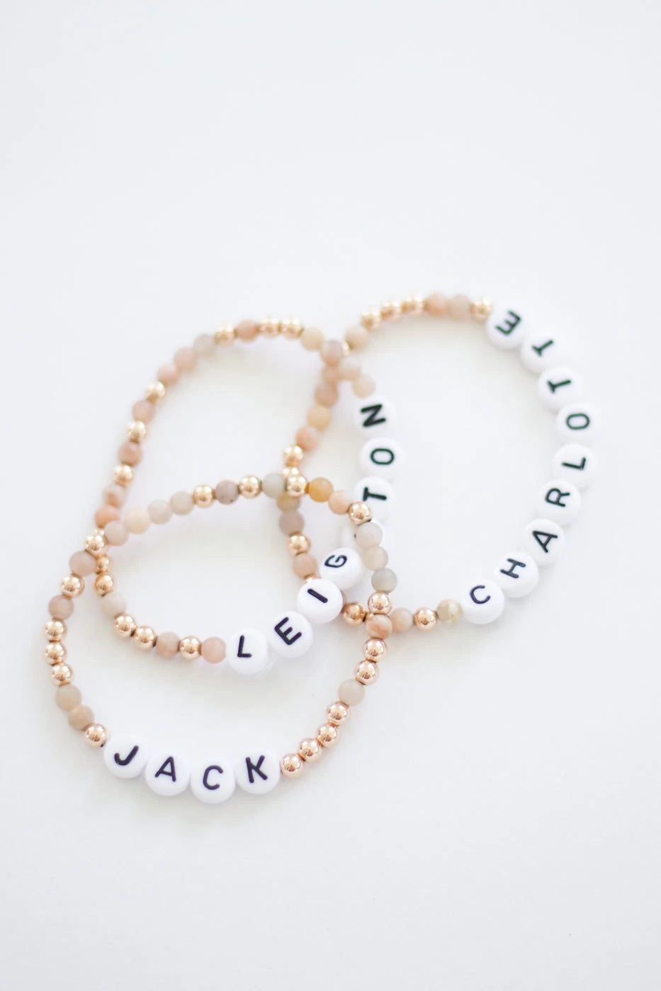 Personalized Moonstone X Gold Beaded Bracelet 3 Personalized Moonstone X Gold Beaded Bracelet - Image 2