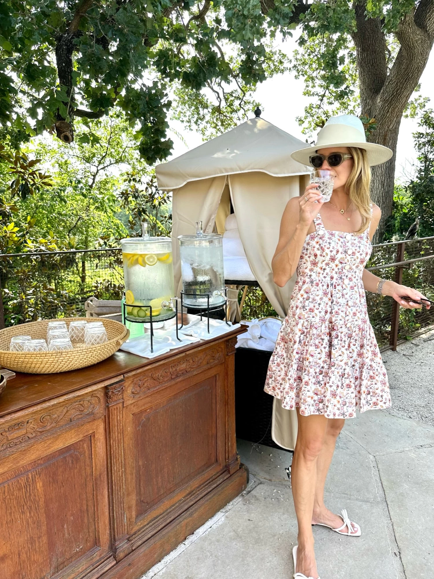 Tiered Button Detail Dress, Jacobean Cotton Poplin 4 Tiered Button Detail Dress, Jacobean Cotton Poplin - Image 2