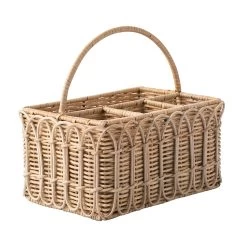 Provence Rattan Whitewash Silverware Caddy With Place For Napkins -Fashion Comprehensive Discount Store RT03 10alt