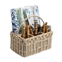 Provence Rattan Whitewash Silverware Caddy With Place For Napkins -Fashion Comprehensive Discount Store RT03 10alt3