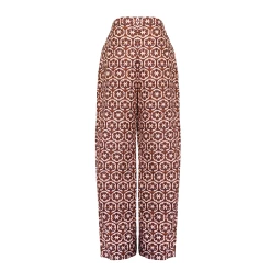 Cropped Pant, Chocolate And Pink Lattice Print