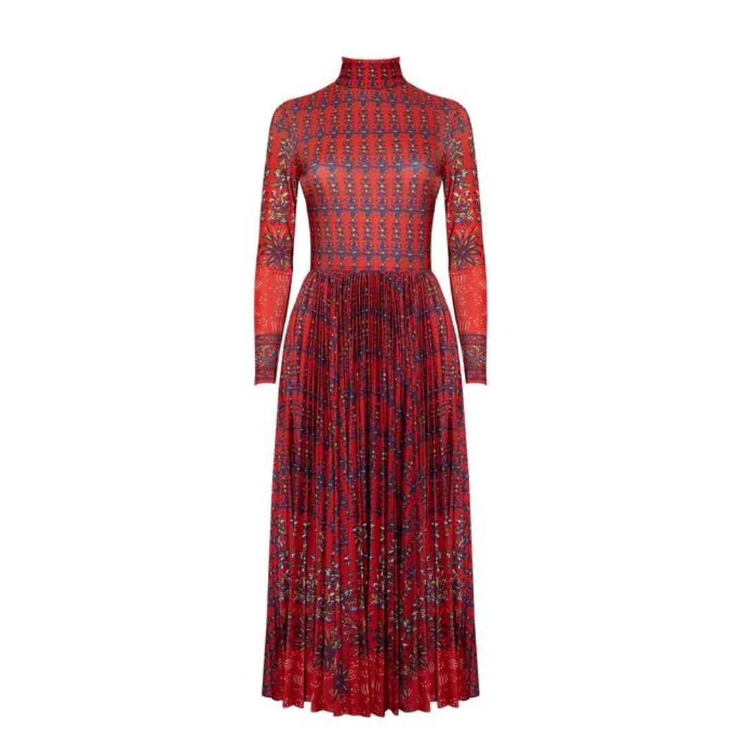 Sabine Dress, Red Essex Block Border