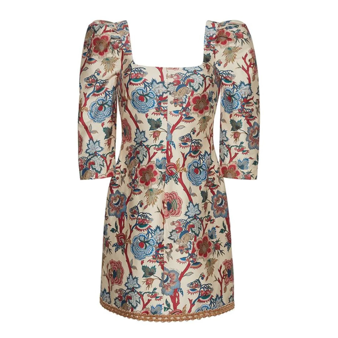 Belinda Dress, Turtledove Baroque Floral