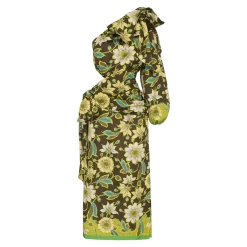 Winnie One-Shoulder Midi Dress, Chocolate