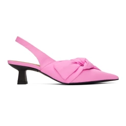 Ganni Soft Bow Slingback Pump, Cyclamen