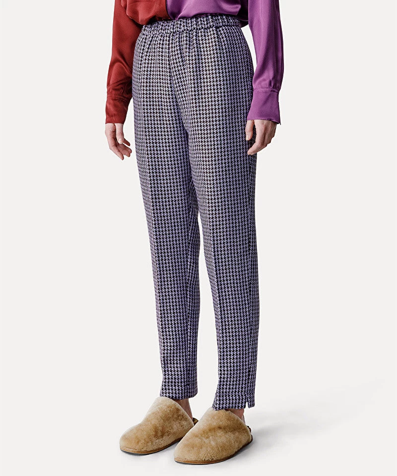 FORTE_FORTE Pied De Poule Elasticated Pants, Orquidea 4 FORTE_FORTE Pied De Poule Elasticated Pants, Orquidea - Image 2